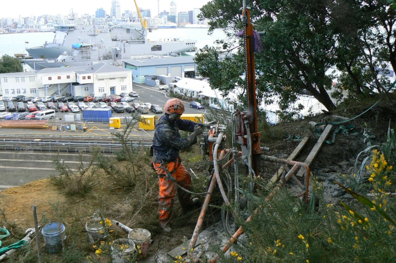 Installation Of Micropiles At Top Of Cliffline For Draped Rockfall Netting System