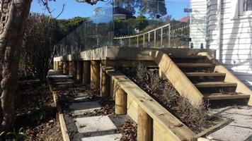 Completed Retaining Walls, Walkways, Stairs And Paving